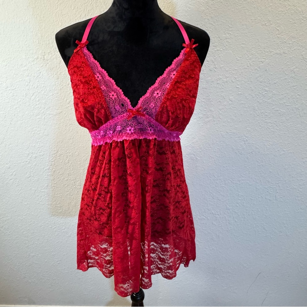 Torrid Red‎ and Purple Lace Chemise racer back